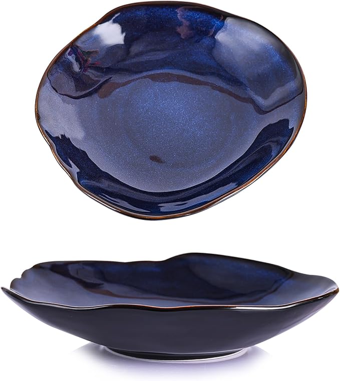 Blue Ceramic Decorative Bowl –10.4" Small Trinket Dish, Fruit Bowl, Candy Dish, Key Bowl for Entryway Table, Jewelry & Ring Dish, Porcelain Catchall Dish for Kitchen, Bedside, Living Room Home Decor-Ruum Studio Home