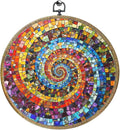 Colorful Glass Style Colorful Geometric Decoration Gift for Art Lovers Framed Round Wall Decor Canvas Wall Art Hanging Prints Artwork for Home Nursery Bedroom Living Room Decorations 10.2X10.2 Inch-Ruum Studio Home
