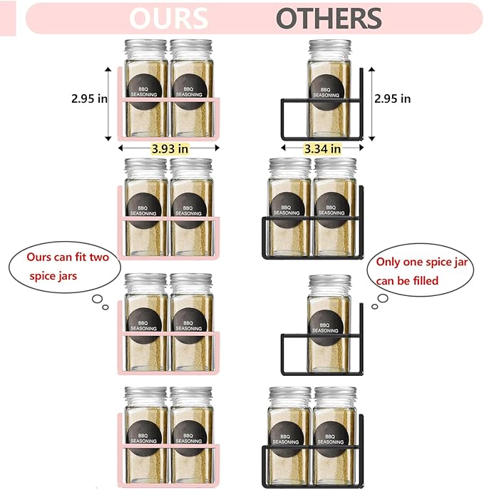 Magnetic Spice Rack Organizer for Fridge Seasoning Organizer for Kitchen Storage With Screw Magnetic Shelf for Oven, RV,Garage,Bathroom (Pink, 4pack)-Ruum Studio Home