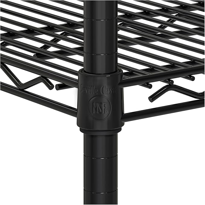 Seville Classics UltraDurable Heavy Duty NSF Solid Steel Wire Rack Storage Unit, Organizer for Garage, Warehouse, Office, Restaurant, Classroom, Kitchen, Black, 5-Tier Shelving, 60" W x 18" D-Ruum Studio Home
