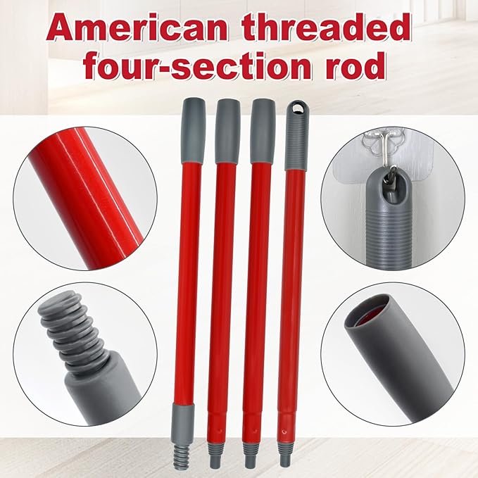 Spin Mop Head Replacement,Iron Spin Handle,Brush and Base Compatible with O Cedar EasyWring 1 Tank System,Microfiber Mop Refills and 30-58" Handle Combo Set to Floor Cleaning(White,1 Tank)-Ruum Studio Home