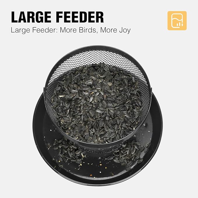 Veehoo Bird Feeders for Outdoors Hanging-Cardinal Bird Feeder with Weatherproof Dome, Wild Meta Finch Feeder for Outside 2.5 lbs Sunflower Seed Capacity, Black-Ruum Studio Home