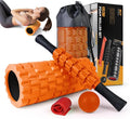 5 in 1 Foam Roller Set for Deep Tissue Muscle Massage, Trigger Point Fitness Exercise Foam Roller, Massage Roller, Massage Ball, Stretching Strap, for Whole Body (Orange-New)-Ruum Studio Home