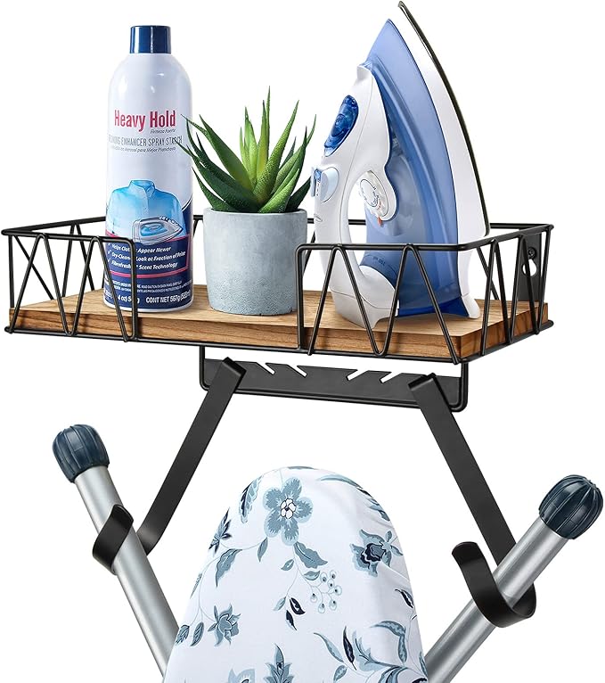 TJ.MOREE Ironing Board Holder Wall Mount - Laundry Room Iron and Ironing Board Hanger Laundry Room Decor Organization and Storage (T&V Shaped)-Ruum Studio Home