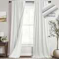 Farmhouse Linen Blackout Curtains for Living Room 96 Inches Long 2 Panel Back Tab Pleated Sun Heat Light Blocking Thermal Viral Cute Bedroom Drapes for Patio Sliding Doors Floor Length Off White Ivory-Ruum Studio Home
