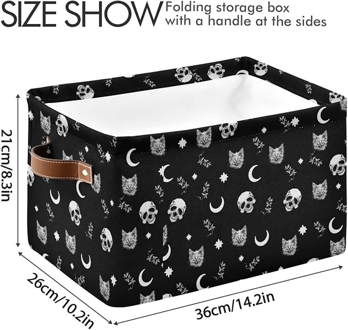 Gothic Pattern Storage Bins Collapsible Shelf Basket Cube with Handle for Nursery Bedroom Bathroom-Ruum Studio Home