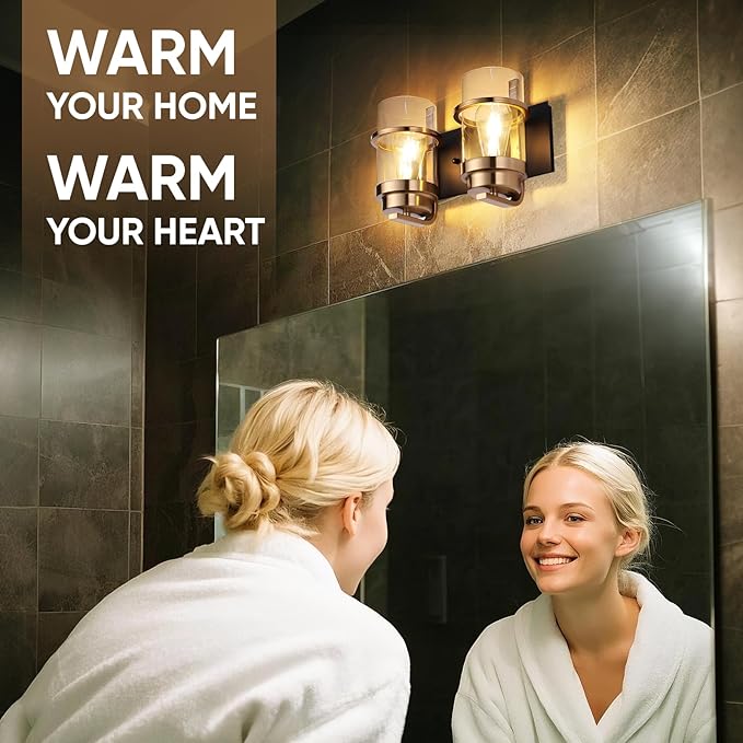 Bathroom Vanity Light Fixtures, Black Gold Vanity Lights for Bathroom 2 Lights,Gold Brushed Wall Sconce(Bulbs not Included)-Ruum Studio Home