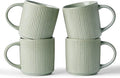 famiware Coffee Mug Set for 4, Star 12 oz Catering Mugs Cup Set with Handle for Coffee, Tea, Cocoa, Milk - Ceramic Stoneware Drinkware Set, Matte Green-Ruum Studio Home