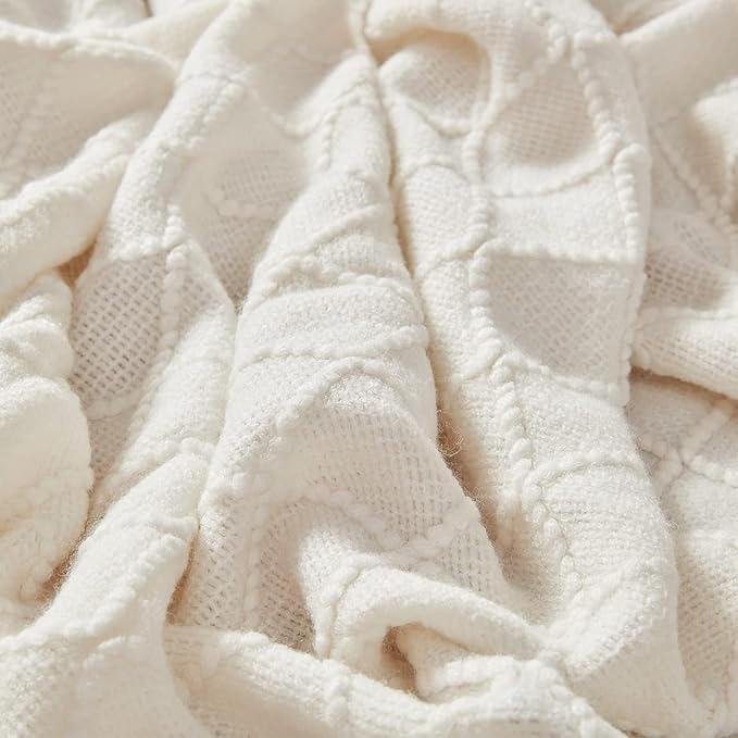 inhand Knitted Throw Blanket for Couch and Bed, Soft Living Room Home Decor Knitted Blanket with Tassel, Outdoor Lightweight Breathable Summer Blanket, Farmhouse Warm Woven Decorative, 50"x60"-Ruum Studio Home