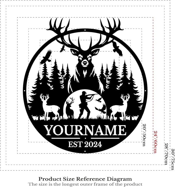 Personalized Metal Signs - Custom Shed Wall Decor, Black Deer Metal Art, Home Sign Plaques, Outdoor Decorative Signage (Style C)-Ruum Studio Home
