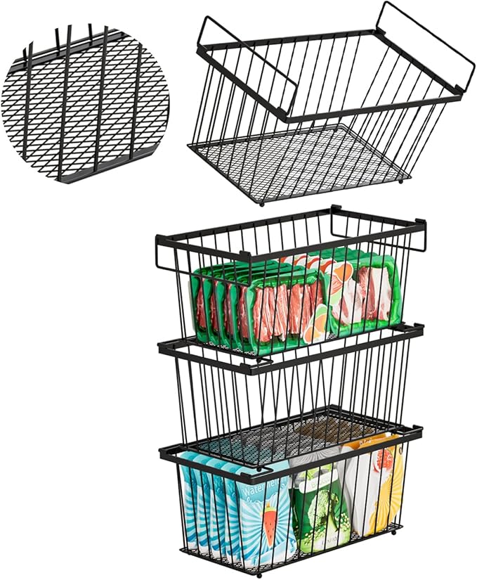 Freezer Organizer Bins，Upgraded Bottom Leak-Proof net，4 Pack，Encryption and Hardening ，Deep Freezer Organizer Bins for 5 to 7 Cu.FT Small Chest Freezer， Easy Get Bottom Foods-Ruum Studio Home
