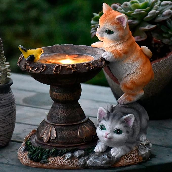 Cat Garden Figurines Outdoor Decor Solar Statue with LED Lights for Patio Lawn Yard Art Decoration Housewarming Garden Gift-Ruum Studio Home
