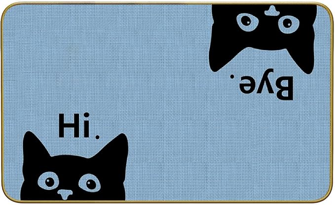 Mingnei Hi Bye Cat Welcome Doormat Door Mat for Home Kitchen Entrance,Cat Door Mat,Funny Black Lover Floor Mats for House Front Indoor Inside Outdoor Outside Entryway Rug 30x17 Welcome Mat (Color-4)-Ruum Studio Home