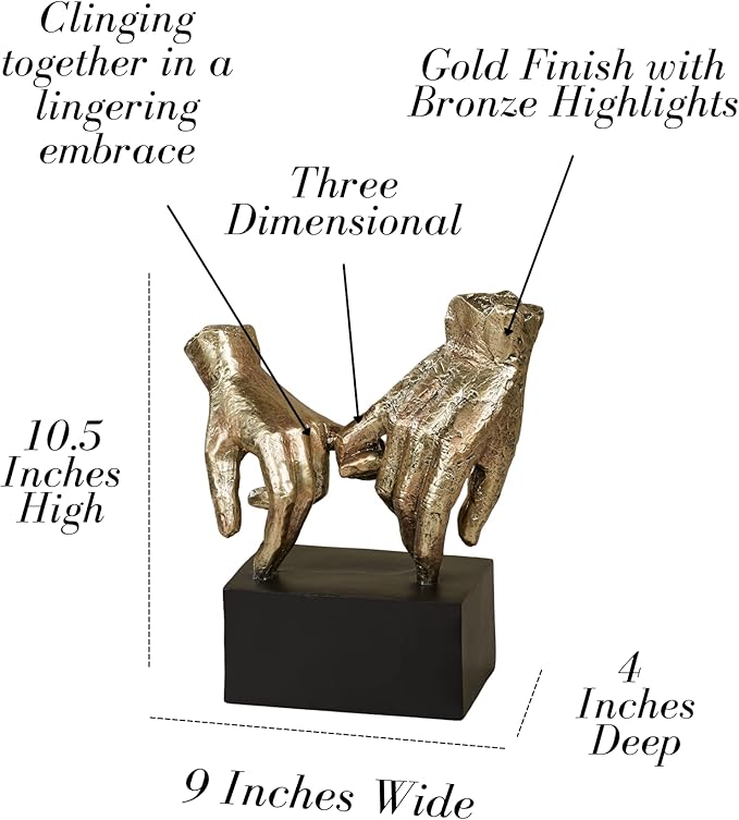 Touch of Class Lingering Hold Hands Table Sculpture Gold - Pinky Promise Statues - Desk Statue for Bedroom, Living Room, Office - Loving Touch-Ruum Studio Home