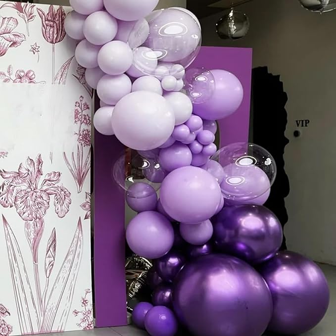 130pcs Metallic Purple Balloons Different Sizes 18" 12" 10" 5" Chrome Purple Latex Balloon Garland Arch Kit for Birthday Baby Shower Graduation Wedding Gender Reveal Party Decorations-Ruum Studio Home