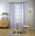 MIUCO Semi Sheer Curtains Poly Linen Textured Solid Grommet Curtains 84 Inches Long for Nursery 2 Panels (2 x 37 Wide x 84" Long) Silver-Ruum Studio Home
