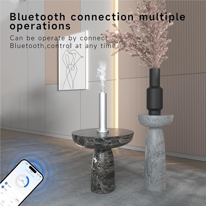 Wireless Essential Oil Diffuser: Smart Anti-Tip Aroma Diffuser with 3 Mist Modes, 1200 sq ft Coverage, Bluetooth Remote Control, Timer, Quiet Metal Body for Hotel Office Bedroom Large Home-Ruum Studio Home