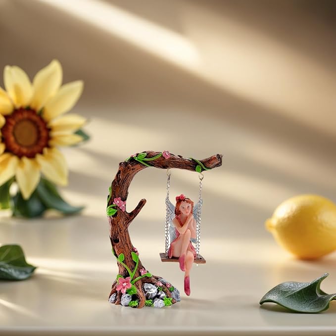 Swing Set of 42 Pcs Miniature Fairy Garden Accessories Outdoor Decor Figurines Kit for Kids, Mini Whimsical Ornaments and Decorations for Patio, House, Garden, Desk, Yard Supplies-Ruum Studio Home