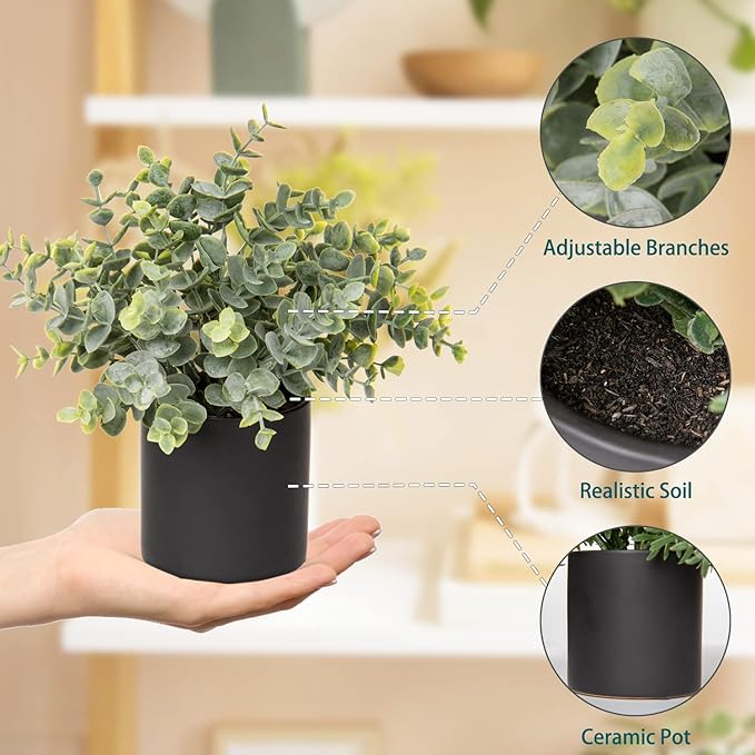3 Pack Small Fake Plants for Shelf Decor Accents with Ceramic Pot Artificial Potted Plants for Rustic Farmhouse Decor Faux Plants Indoor Fake Potted Plants Artificial for Home Office Bookshelf Decor-Ruum Studio Home