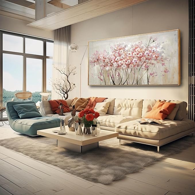 Pink Large Framed Canvas Wall Art Botanical Photo Canvas 29"x58" Artwork for Living Room Kitchen Women Room Decor for Bedroom-Ruum Studio Home
