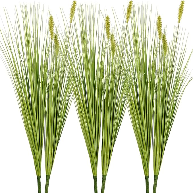 Melorca&Guilla Artificial Plants 6PCS 27“ Fake Tall Onion Grass Faux Plant,Artificial Grass Greenery Shrubs Bushes for Garden Porch Window Box Shop Office Home Décor-Ruum Studio Home