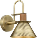 Barn Sconce Wall Lighting, HWH Gooseneck Wall Sconces Indoor Wall Lights, 1-Light Vanity Wall Lamp for Bathroom Bedroom Bedside Kitchen, Hammered Metal Shade, Antique Brass Finish, 5HZG74B BG-Ruum Studio Home