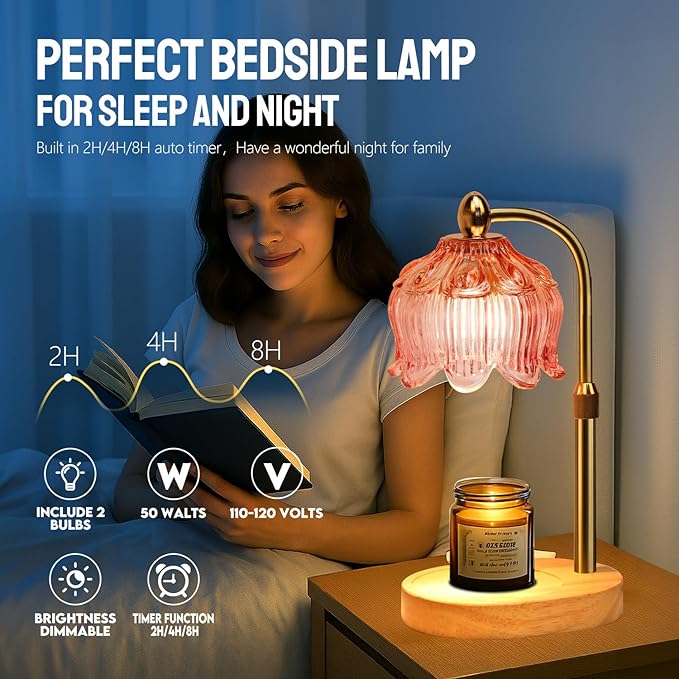GEEZO Fragrance Candle Warmer Lamp，Electric Candle Warmer with Timer & Dimmer，Mom Christmas Birthday Gifts for Women, House Warming Gifts New Home Bedroom Decor-Ruum Studio Home