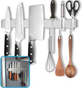 14 Inch Magnetic Knife Holder for Refrigerator - Knife Magnetic Strip for Fridge with Magnetic Hooks - Double Sided Magnetic Knife Bar - Stainless Steel Kitchen Magnetic Knife Hanger Rack-Ruum Studio Home