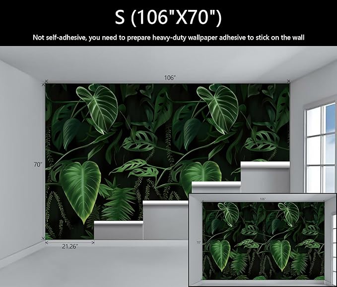 WFBHUA-Green Banana Leaf Wallpaper Mural Tropical Jungle Botanical Leaves Wallpaper for Living Room Bedroom(Not Peel and Stick)-Ruum Studio Home