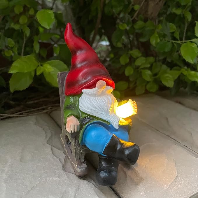 Solar Gnomes Decor Outside Mini Gnome Figurines Outdoor Solar Porch Patio Garden Miniatures Gnomes Decor Gift for Women Grandma Mother's Day Birthday-Ruum Studio Home