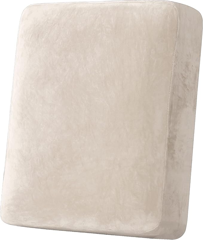 H.VERSAILTEX Velvet Stretch Couch Cushion Cover Plush Cushion Slipcover for Chair Cushion Furniture Protector Seat Cushion Sofa Cover (1 Piece Armchair Cushion Covers, Ivory)-Ruum Studio Home