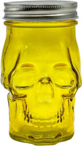 Generic 14 oz Colorful Skull Glass Mason Jar – Mix & Match 7 Vibrant Colors, Large & Durable! (Yellow)-Ruum Studio Home
