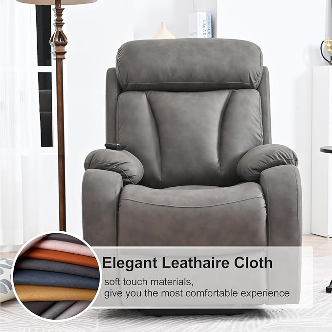 Power Lift Chair Recliners for Elderly, Modern Overstuffed Electric Seniors Recliner Chair with Remote Control Side Pocket for Living Room Bedroom (Dark Grey)-Ruum Studio Home