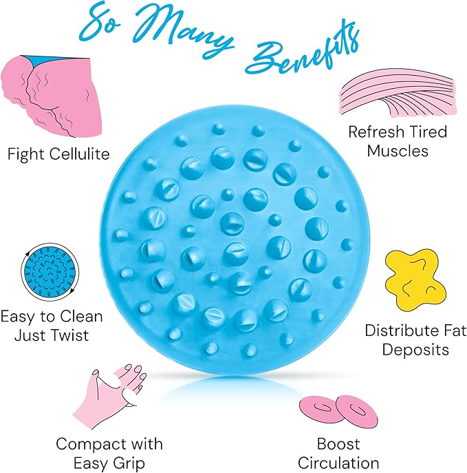 Scala Silicone Anti Cellulite Massager, Body Shower Scrubber, Cellulite Remover - Improve Circulation, Distribute Fat Deposits, Body Massager, Exfoliator, Fat Roller Use with Creams and Oils, Aqua-Ruum Studio Home