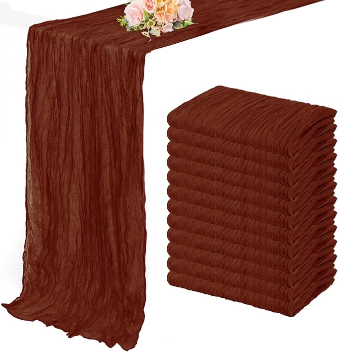 12 Pack Terracotta Cheesecloth Table Runner 10FT Boho Rustic Cheese Cloth Table Runner for Wedding 20 x 120 Inch Long Bridal Shower Baby Shower Gauze Fabric Sheer Birthday Party Table Decorations-Ruum Studio Home