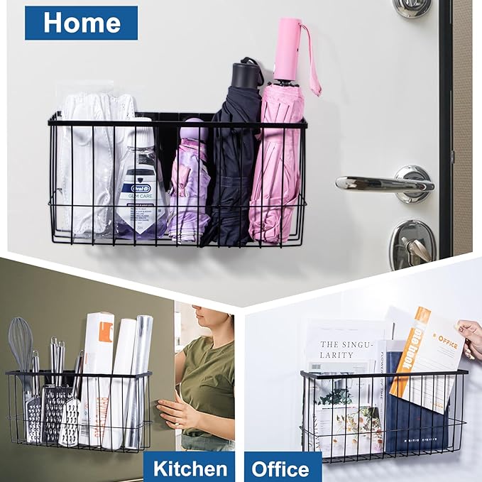 dedoot Magnetic Holder Locker 14.1"x 3.9"x 7" Strong Magnetic Black Mesh Holder Magnetic Basket Organizer Shelf Rack for Whiteboard,Fridge, Sponge, Recipe, Beverage,Refrigerator,Office File Foil-Ruum Studio Home