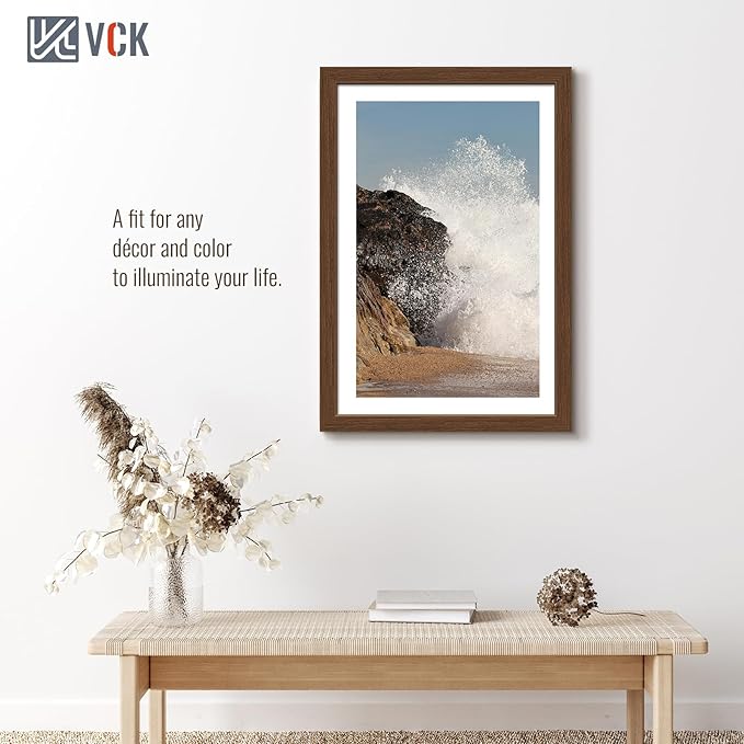 VCK 16x24 Picture Frame 3 Pack, Brown Wood Poster Frame with Exclusive Wood Grain, Wall Mounting Hanging-Ruum Studio Home