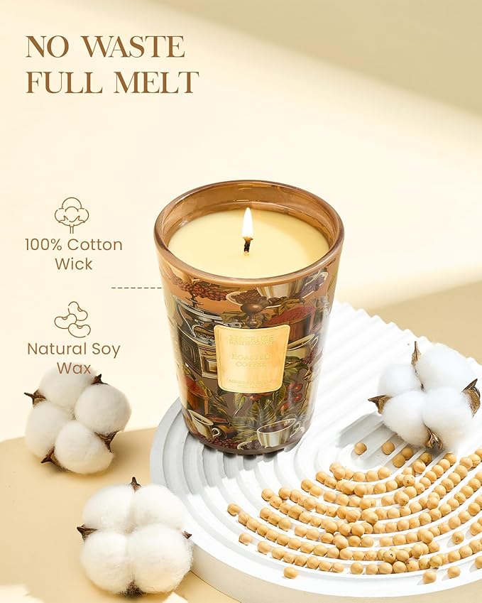 M&SENSE Roasted Coffee Scented Candle, Soy Natural Wax Candles, 14.1oz 60H Burn Time Slow Burning, Stress Relief Home Fragrance Housewarming Gifts-Ruum Studio Home