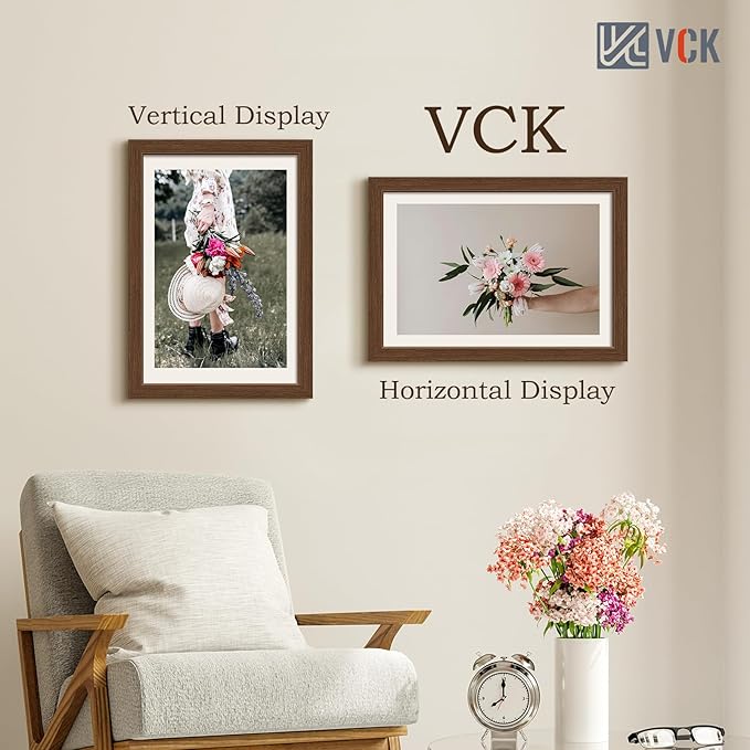 VCK 13x19 Frame Set of 3 - Brown, Wood Picture Frame with Exclusive Wood Grain, Wall Gallery Frame-Ruum Studio Home
