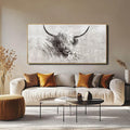 Farmhouse Wall Decor Framed Cow Artwork Grey Vintage Wall Art Canvas Flower Print Rustic Animal Pictures Style for Bedroom Dining Room 24x48 Inch-Ruum Studio Home