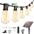 OHLUX 120FT Solar String Lights Outdoor with Remote, 2200K Soft Warm Patio Lights with 52 Shatterproof ST38 Tear-Drop LED Filament Bulbs, Dimmable Outside Edison Hanging Light for Backyard Deck Roof-Ruum Studio Home