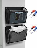 2 Pack 1-Tier Magnetic File Holder - No Drilling Installation File Organizer, Large Capacity Magnetic File Holder for Refrigerator, File Cabinets, Whiteboard, Office, Kitchen-Ruum Studio Home