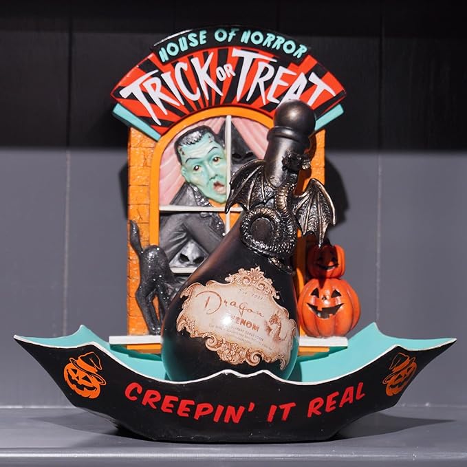Braxio Halloween Home Decor Potion Bottles - Resin Black Bad Dragon Halloween Potion Bottles Gothic Decor Decorative Bottles Room Decor Aesthetic for Day of The Dead 4.25 * 4.25 * 9.5 Inch-Ruum Studio Home