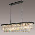 Crystal Chandeliers for Dining Room Light Fixtures Over Table，18-Lights Black Modern Rectangle Chandeliers for Kitchen Island Bar L46 Inch-Ruum Studio Home