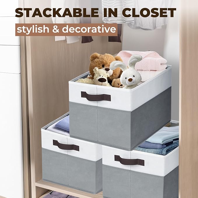 Criusia 6 Pack Clothes Bins for Organization - 16x12 Extra Large Storage Baskets for Shelves Closet Bedroom - Toy Storage Organizer Bins Boxes Cubes for Nursery - RV Apartment Essentials-Ruum Studio Home