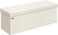 SONGMICS MAZIE Collection - Storage Ottoman Bench, Foldable Foot Rest, 15 x 43 x 15 Inches, End of Bed Bench, Storage Chest, Load 660 lb, Living Room, Bedroom, Entryway, Cream White ULSF604W01-Ruum Studio Home