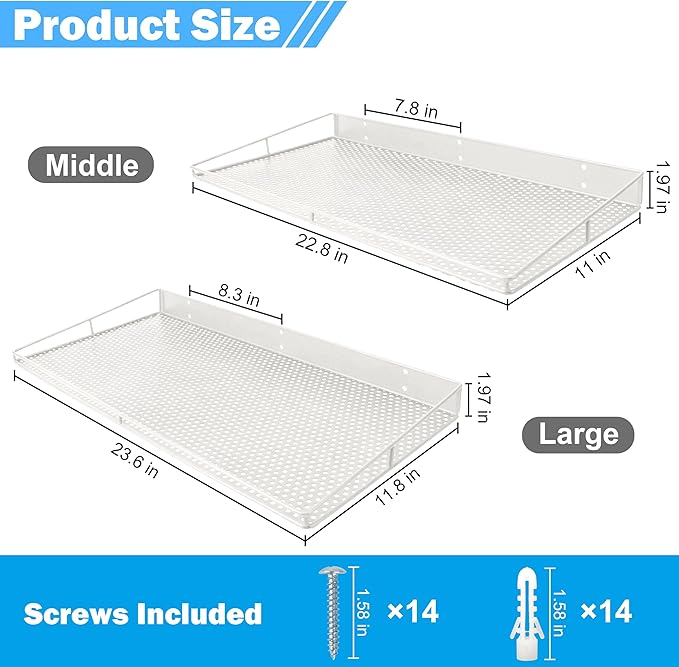 RedCall Heavy-Duty Wall Shelf, 2 Pack Garage Shelf, 23.5" x 12" Large Wall Mounted Shelves for Garage, Laundry Room, Closet, Holds Up to 75 Lbs-Ruum Studio Home