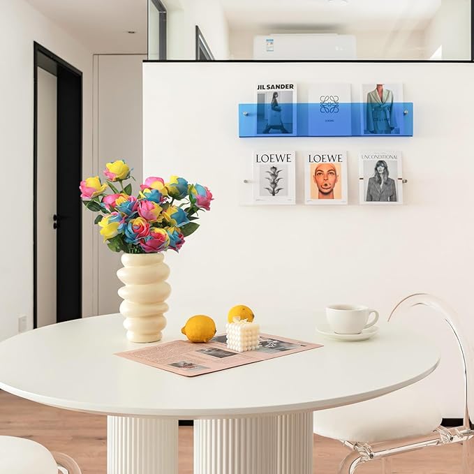 Rainbow Fake Roses Artificial Flowers - 10 Pcs Fake Artificial Roses Silk Flowers with Stems for Home Wedding Hotel Office Centerpiece Decor（Rainbow2）-Ruum Studio Home