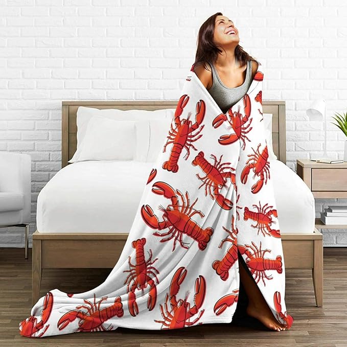 HGOD DESIGNS Red Lobster Fleece Throw Blanket Ultra Soft Cozy Blooming Decorative Flannel Blanket All Season for Home Couch Bed Chair Travel 40x50in-Ruum Studio Home