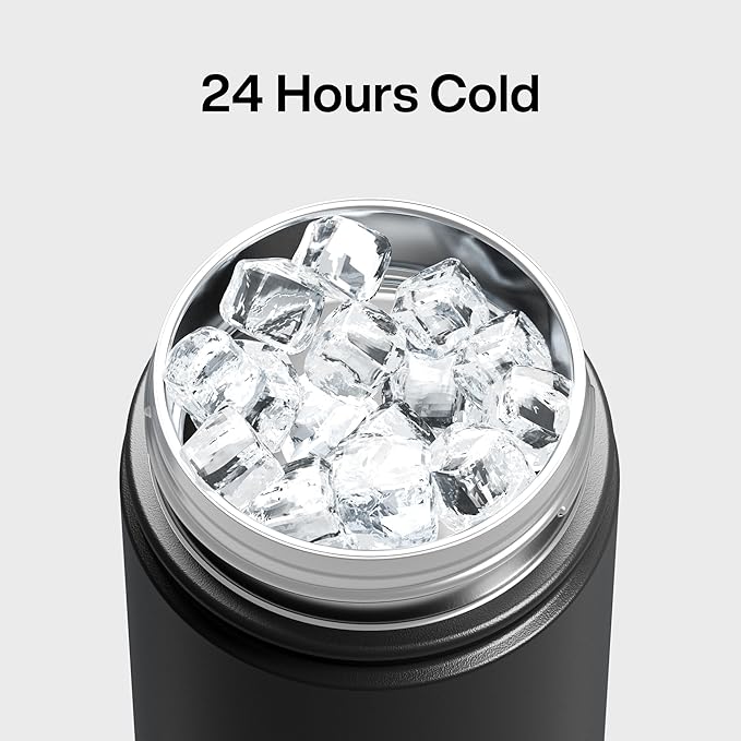 Kids Insualated Water Bottle with Straw - 12oz Stainless Steel Water Bottle with Dual Spouts, Leak-Proof, BPA-Free, Double Wall Vacuum Keeps Cold for 24 Hours for Sports, Travel, School (Black Night)-Ruum Studio Home